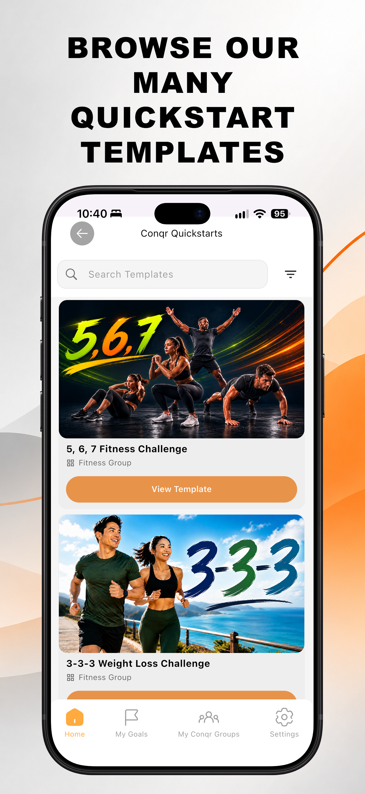 Conqr QuickStarts screen